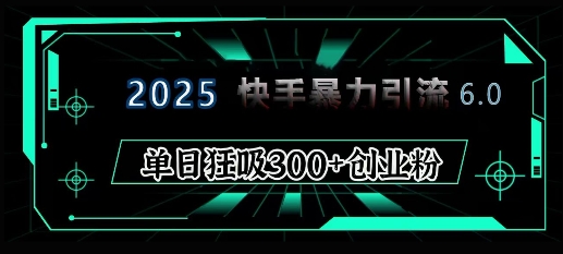 2025年快手6.0保姆级教程震撼来袭，单日狂吸300+精准创业粉-试验田