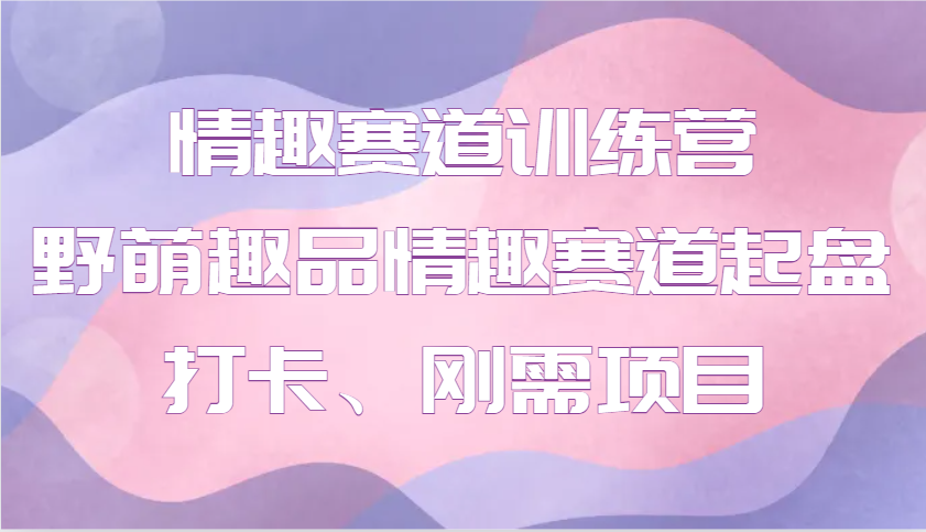 情趣赛道训练营 野萌趣品情趣赛道起盘打卡、刚需项目-试验田