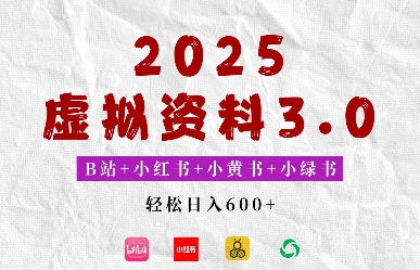 2025年B站+小红书+小黄书+小绿书组合新玩法，虚拟资料3.0打法，轻松日入多张-试验田