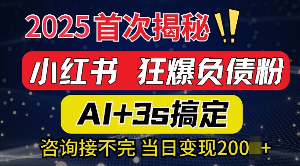 2025引流天花板：最新小红书狂暴负债粉思路，咨询接不断，当日入多张-试验田