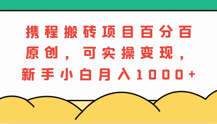 携程搬砖项目，百分百原创，可实操变现，新手小白月入1000+-试验田