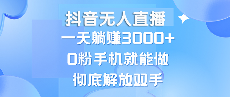 （13038期）抖音无人直播，一天躺赚3000+，0粉手机就能做，新手小白均可操作-试验田