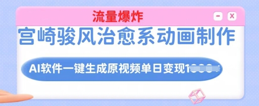 宫崎骏动漫风治愈系动画制做，AI手机软件一键生成原创短视频总流量发生爆炸，单日转现好几张，详尽实际操作步骤-中创网_分享创业资讯_网络项目资源-试验田