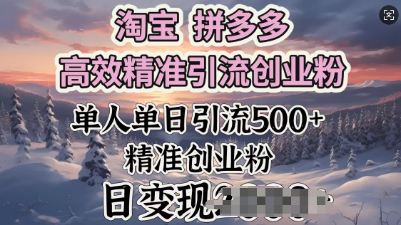 淘宝拼多多高效率精准引流方法自主创业粉，单人单日引流方法500 自主创业粉，日转现好几张-中创网_分享创业资讯_网络项目资源-试验田