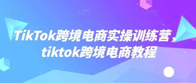 TikTok跨境电子商务实操训练营，tiktok跨境电子商务实例教程-中创网_分享创业资讯_网络项目资源-试验田