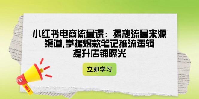 （14318期）小红书电商总流量课：揭密流量渠道方式,把握爆品手记拉流逻辑性,提升店铺曝出-中创网_分享创业资讯_网络项目资源-试验田