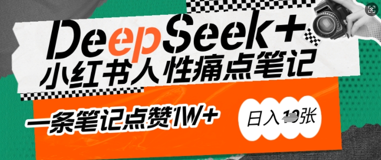 AI创变小红书爆款秘笈：用DeepSeek轻轻松松抓人的本性困扰，新手也能写关注点赞过万的吸钱手记，日入好几张-中创网_分享创业资讯_网络项目资源-试验田