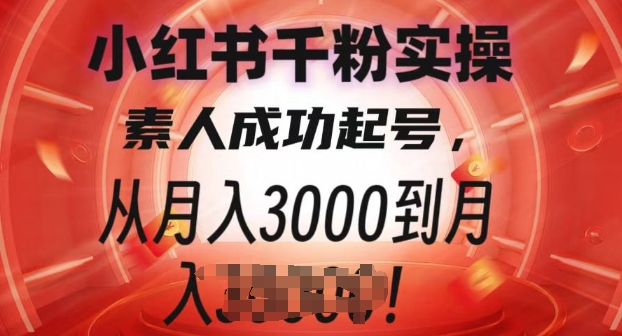 小红书千粉实操课，素人成功起号，从月入3000到月入过W-试验田