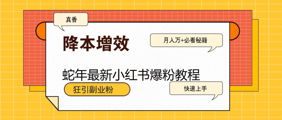 蛇年最新小红书爆粉教程，狂引副业粉，月入万+必看-试验田