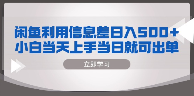 （13170期）闲鱼利用信息差 日入500+  小白当天上手 当日就可出单-试验田