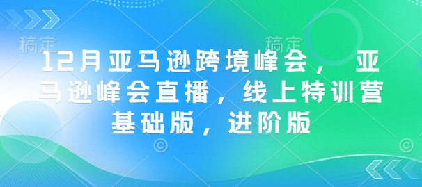 12月亚马逊跨境峰会， 亚马逊峰会直播，线上特训营基础版，进阶版-试验田