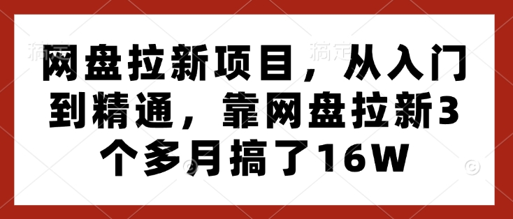 网盘拉新项目，从入门到精通，靠网盘拉新3个多月搞了16W-试验田