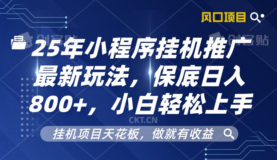 2025年小程序挂机推广最新玩法，保底日入800+，小白轻松上手-试验田