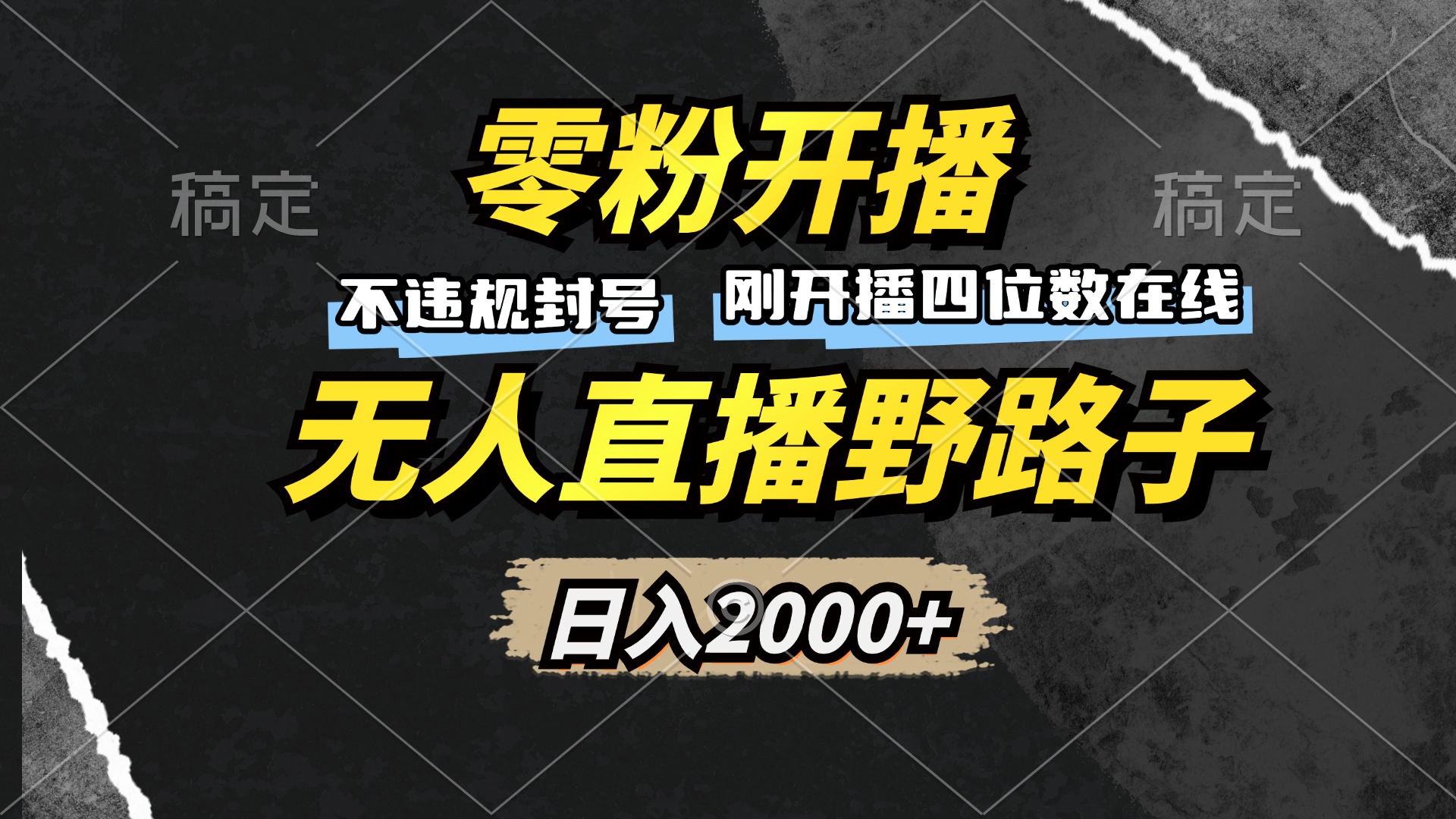 （13292期）零粉开播，无人直播野路子，日入2000+，不违规封号，躺赚收益！-试验田