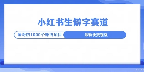 小红书生僻字玩法，快速涨分变现详解-试验田