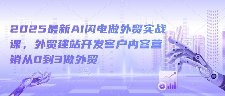 2025全新AI雷电做跨境电商实战演练课，外贸网站建设寻找客户内容运营从0到3做跨境电商-中创网_分享创业资讯_网络项目资源-试验田