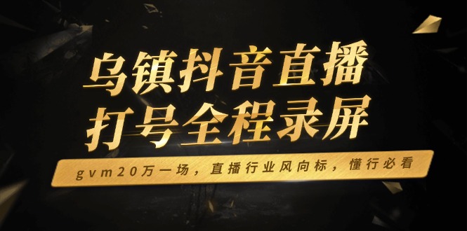 （14014期）乌镇抖音直播打号全程录屏，gvm20万一场，直播行业风向标，懂行必看-试验田