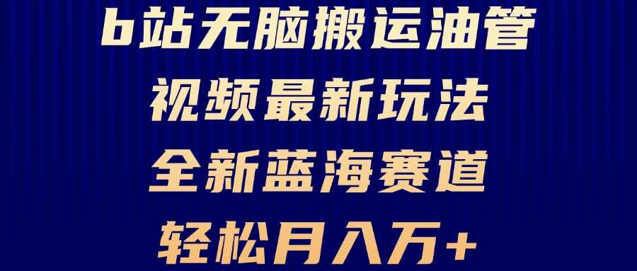 （13155期）B站无脑搬运油管视频最新玩法，轻松月入过万，小白轻松上手，全新蓝海赛道-试验田