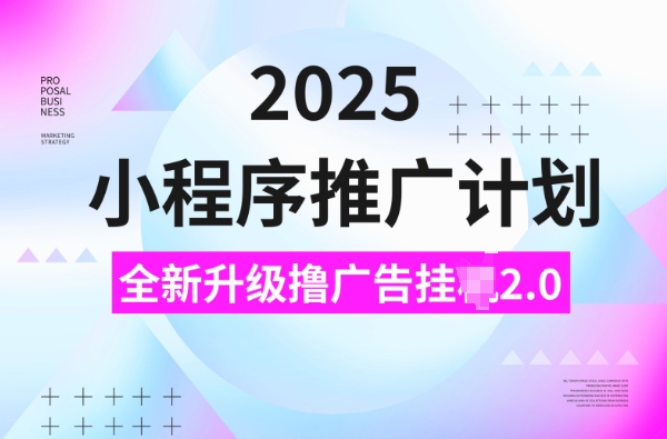 2025小程序推广计划，撸广告挂JI3.0玩法，日均5张【揭秘】-试验田