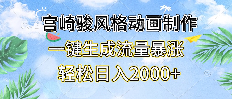 （13386期）宫崎骏风格动画制作，一键生成流量暴涨，轻松日入2000+-试验田