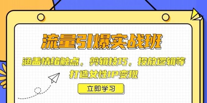 流量引爆实战班，涵盖情绪触点，剪辑技巧，投放逻辑等，打造女性IP变现-试验田