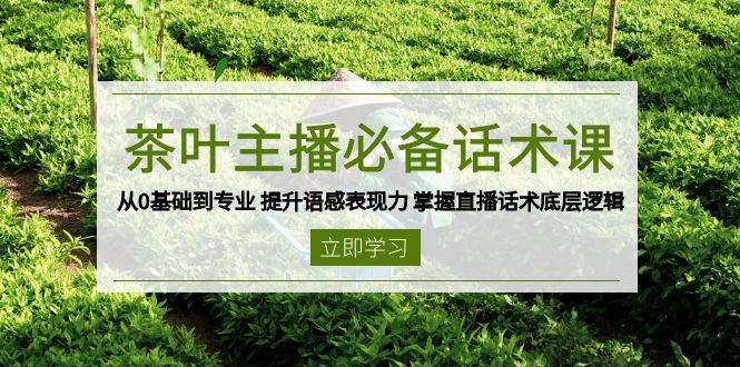 茶叶主播必备话术课 从0基础到专业 提升语感表现力 掌握直播话术底层逻辑-试验田