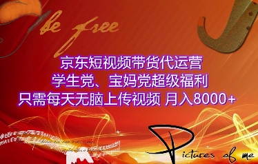 京东短视频带货代运营，学生党、宝妈党超级福利，只需每天无脑上传视频，月入8000+【仅揭秘】-试验田