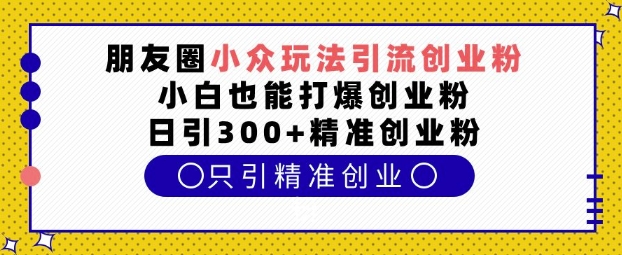 朋友圈小众玩法引流创业粉，小白也能打爆创业粉，日引300+精准创业粉【揭秘】-试验田