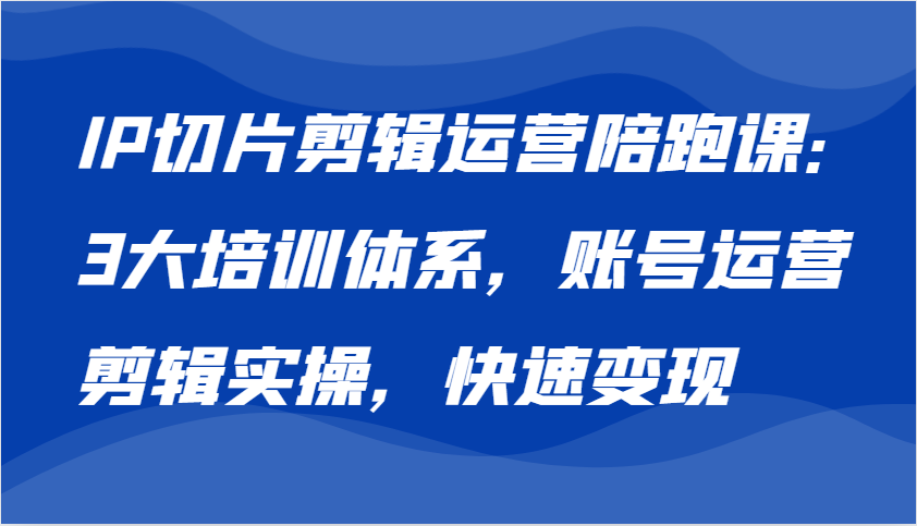 IP切片剪辑运营陪跑课，3大培训体系：账号运营 剪辑实操 快速变现-试验田