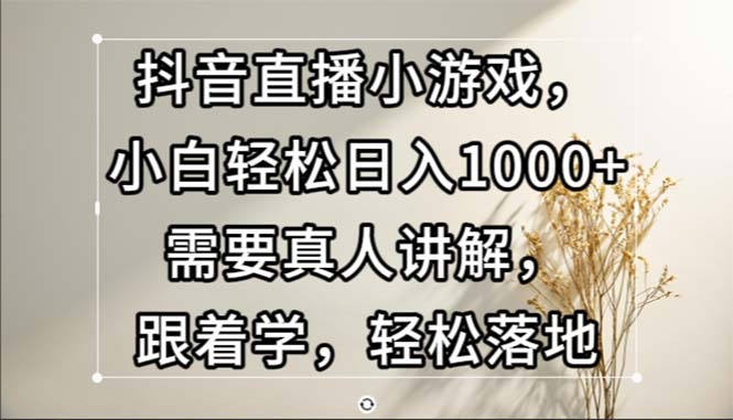 （13075期）抖音直播小游戏，小白轻松日入1000+需要真人讲解，跟着学，轻松落地-试验田