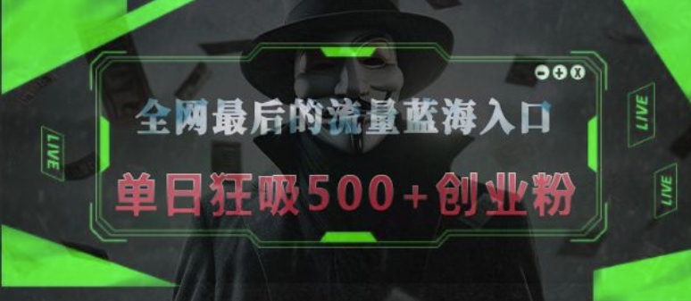 全网最后的流量蓝海入口，半小时引流50+创业粉，单日狂吸500+创业粉-试验田