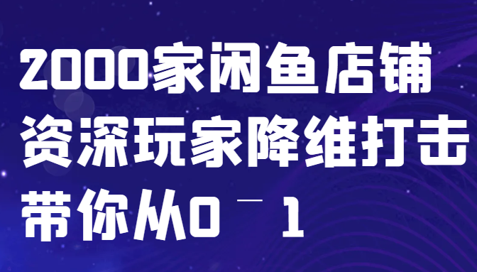 闲鱼已经饱和？纯扯淡！2000家闲鱼店铺资深玩家降维打击带你从0–1-试验田