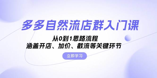 多多自然流店群入门课，从0到1思路流程，涵盖开店、加价、截流等关键环节-试验田