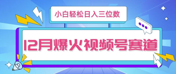 12月视频号爆火赛道，小白无脑操作，也可以轻松日入三位数-试验田