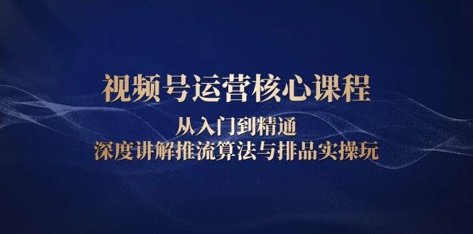 视频号运营核心课程，从入门到精通，深度讲解推流算法与排品实操玩-试验田