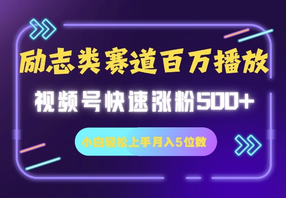 励志类赛道也能百万播放，快速涨粉500+视频号变现月入5位数-试验田