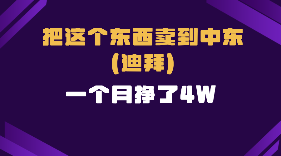 （13740期）跨境电商一个人在家把货卖到迪拜，暴力项目拆解-试验田