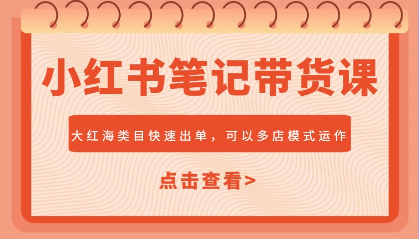 小红书笔记带货课，大红海类目快速出单，市场大，可以多店模式运作-中创网_分享创业资讯_网络项目资源-试验田