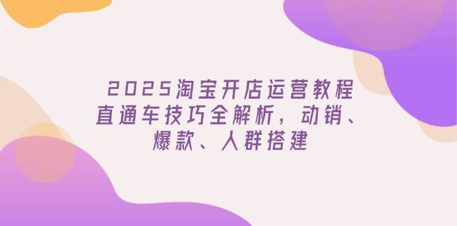 2025淘宝开网店运营教程升级，淘宝直通车方法全面解析，促销、爆品、群体构建-中创网_分享创业资讯_网络项目资源-试验田