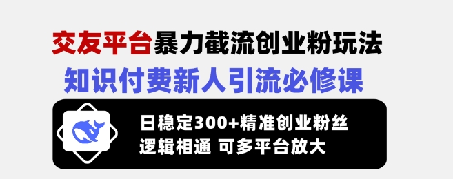 交友网站暴力行为截留自主创业粉游戏玩法，社交电商新手引流方法必修课程，日平稳300 精确自主创业粉丝们，逻辑性互通可全平台变大-中创网_分享创业资讯_网络项目资源-试验田