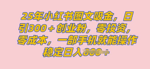 2025年小红书的自主创业粉图文并茂自然实例教程，日 300自主创业粉，单日转现好几张，没脑子实际操作，宝妈妈，新手赶紧冲-中创网_分享创业资讯_网络项目资源-试验田