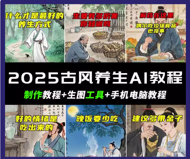 抖音视频AI唯美古风健康养生视频教学日入五张 轻轻松松增粉 10W-中创网_分享创业资讯_网络项目资源-试验田