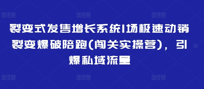 裂变开售提高系统软件1场急速促销裂变式工程爆破陪跑(冲关实际操作营)，点爆私域流量池-中创网_分享创业资讯_网络项目资源-试验田