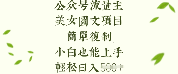 微信流量主长期收益新项目，美女照片简易拷贝，新手也可以入门，轻轻松松日入5张-中创网_分享创业资讯_网络项目资源-试验田