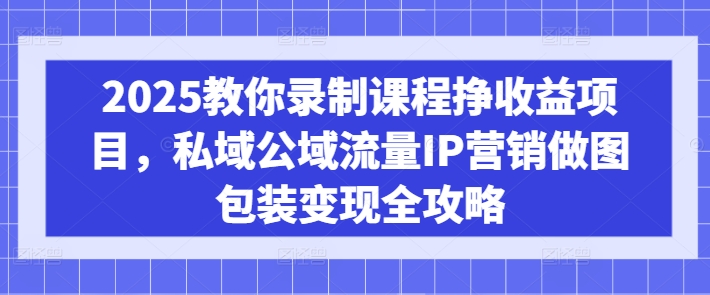 2025教大家录制课程挣盈利新项目，公域公域流量IP营销推广作图外包装转现攻略大全-中创网_分享创业资讯_网络项目资源-试验田